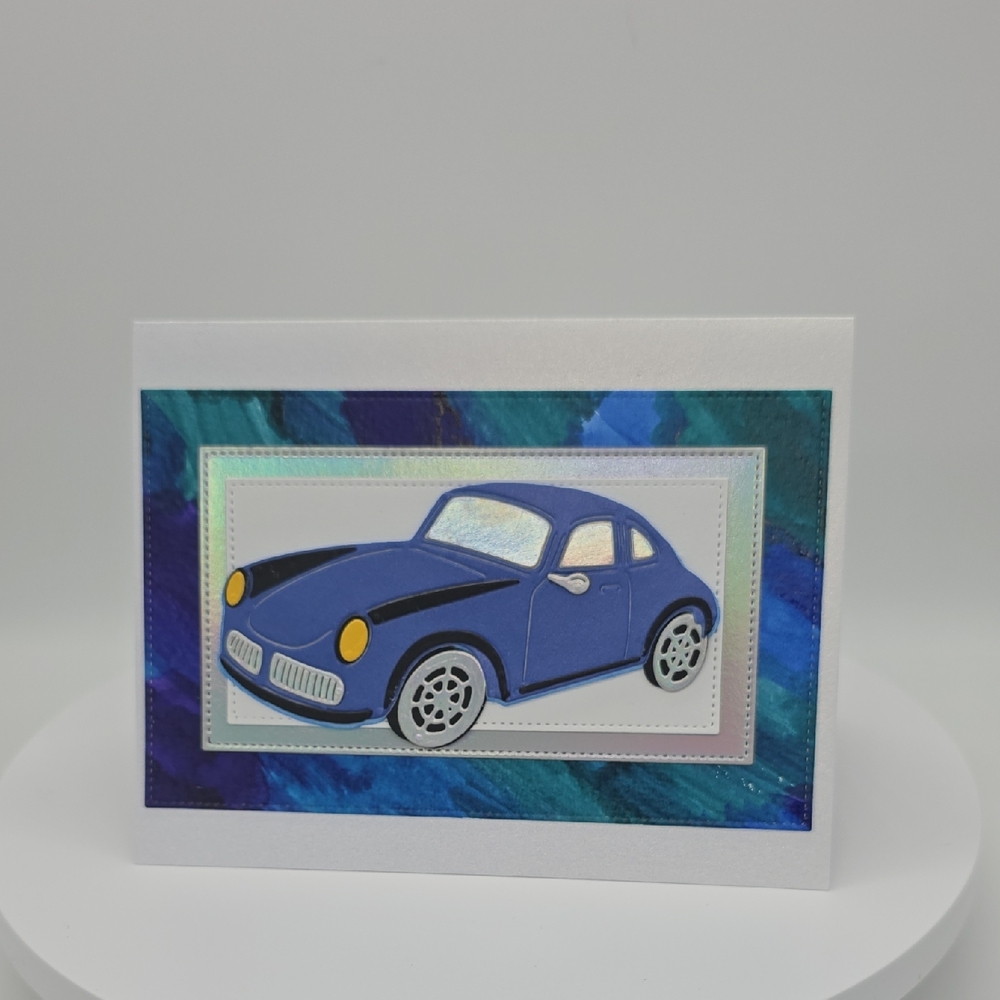 Blue Car Greeting Card - Picture 1 of 4